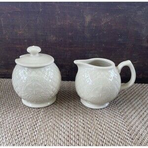 Longaberger American Craft Originals Quilted Design Sugar Bowl and Creamer
